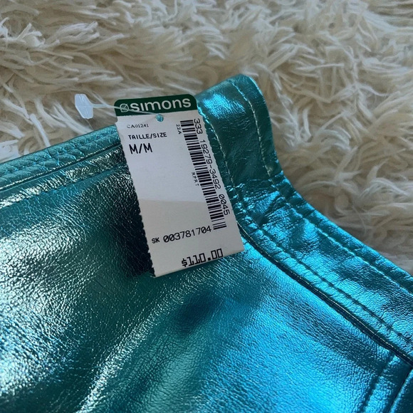 NWT FUSCHIA Tcec / Simons Vegan Leather Skirt - Picture 4 of 7